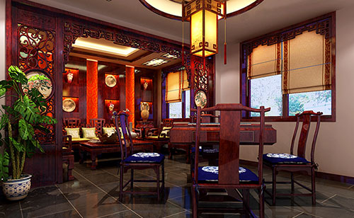 枝江古典中式风格茶楼包间设计装修效果图